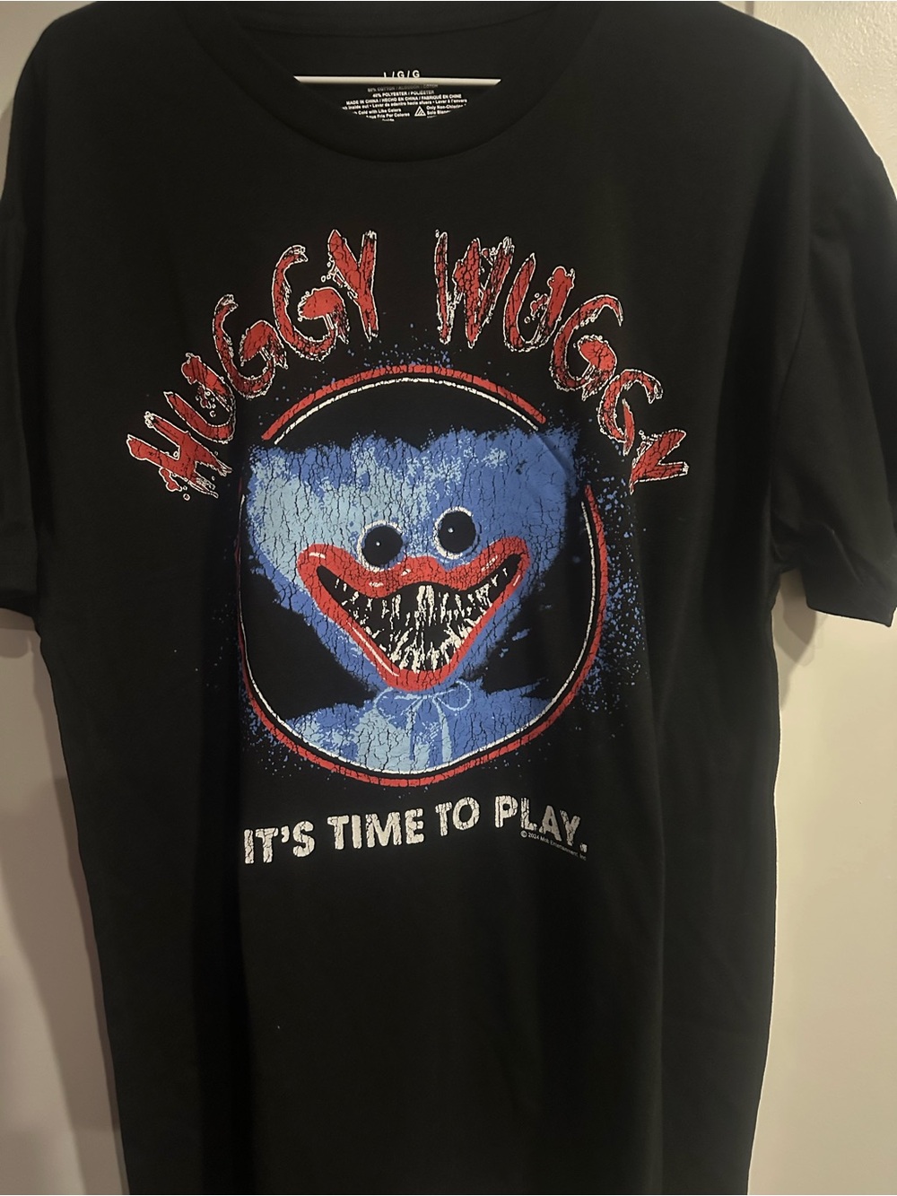 MAD Engine Black Huggy Wuggy Graphic Tee with Blue and Red Print